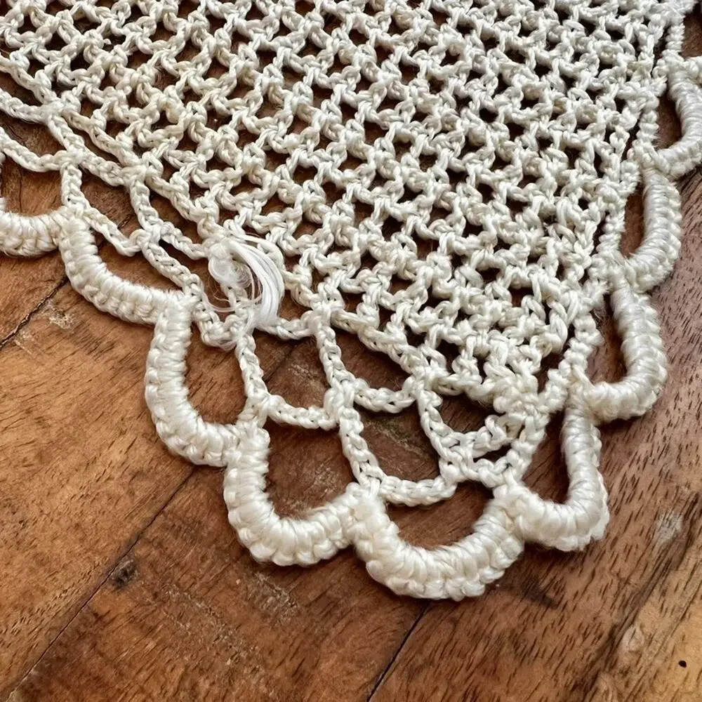 Handmade Table Runner Ivory Crochet Rectangle 25 x 54